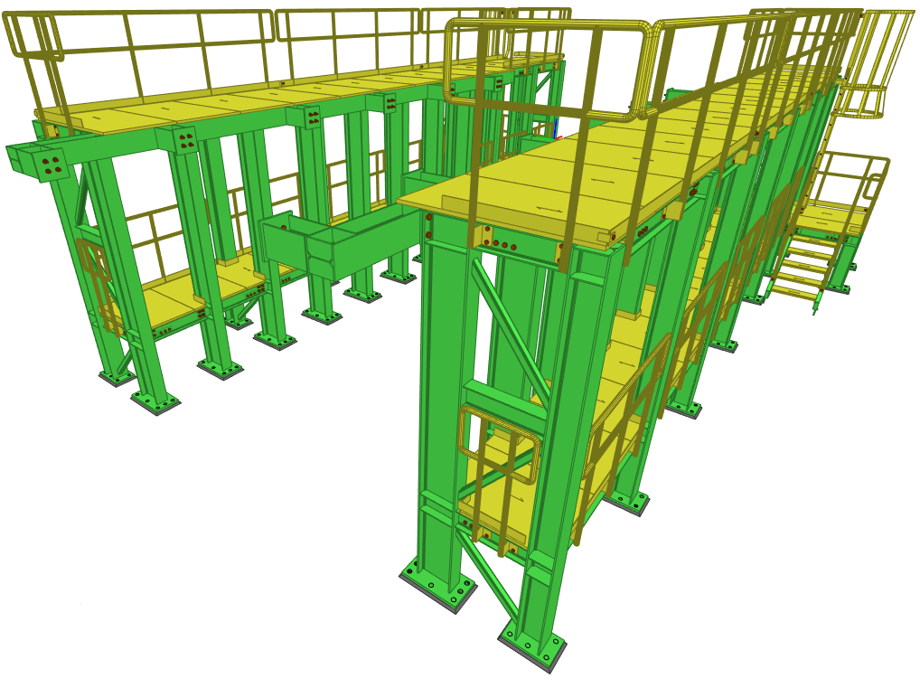 Modelo estructural de plataformas del chancador primario Cerro Verde C1