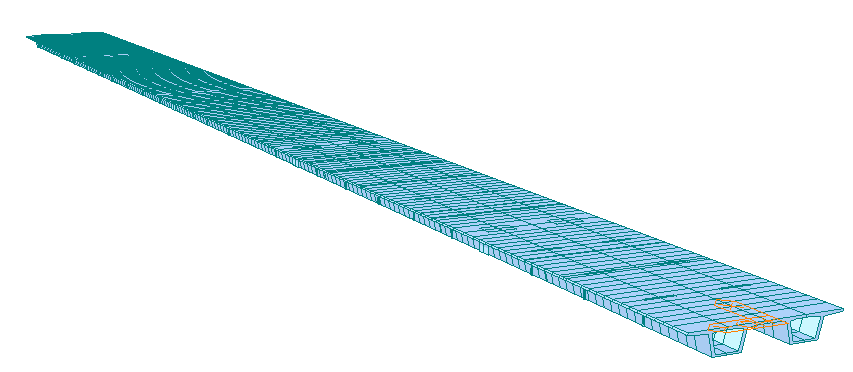 Vista longitudinal del modelo estructural del Puente Naylamp